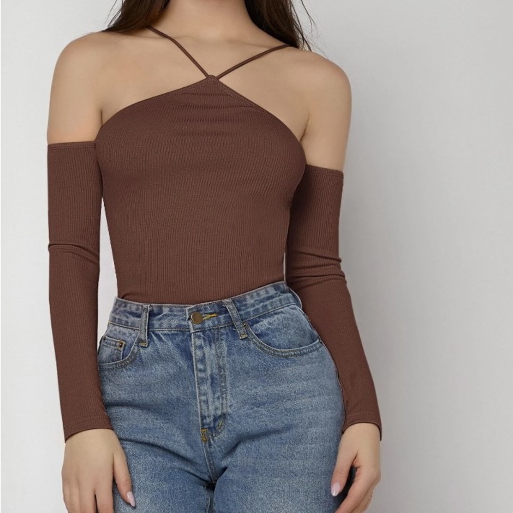 Shein Brown Off-Shoulder Top